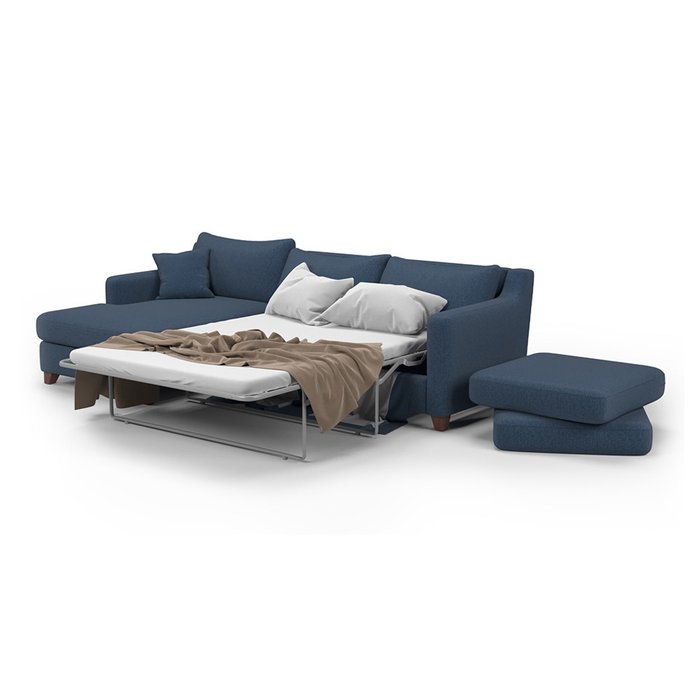 Угловой диван-кровать Mendini MTR синего цвета - лучшие Угловые диваны в INMYROOM