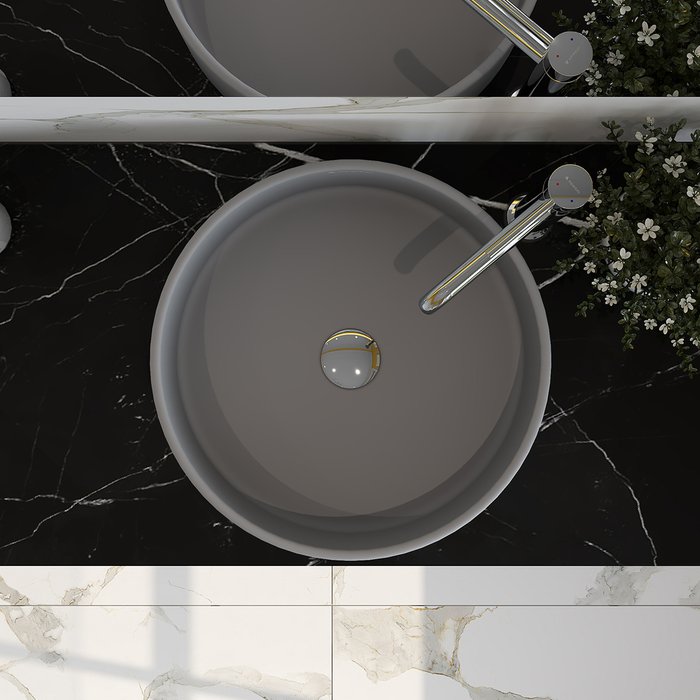 Раковина накладная Aqueduto Espiral круглая серого цвета D40 - лучшие Раковины для ванной комнаты в INMYROOM