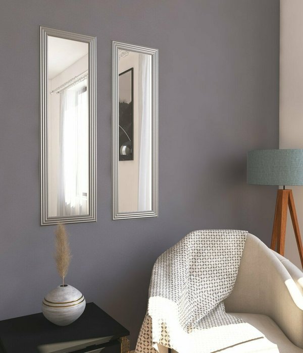 Набор из двух настенных зеркал Decor 30х90 серебряного цвета - купить Настенные зеркала по цене 27524.0