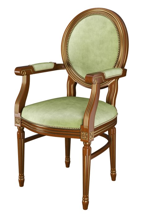 Стул-кресло деревянный Астория коричнево-зеленого цвета