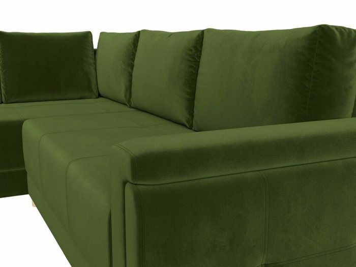 Угловой диван-кровать Лига 024 зеленого цвета левый угол - лучшие Угловые диваны в INMYROOM