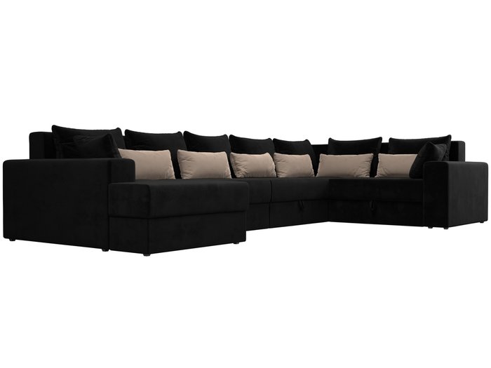 Угловой диван-кровать Мэдисон черно-бежевого цвета правый угол - лучшие Угловые диваны в INMYROOM