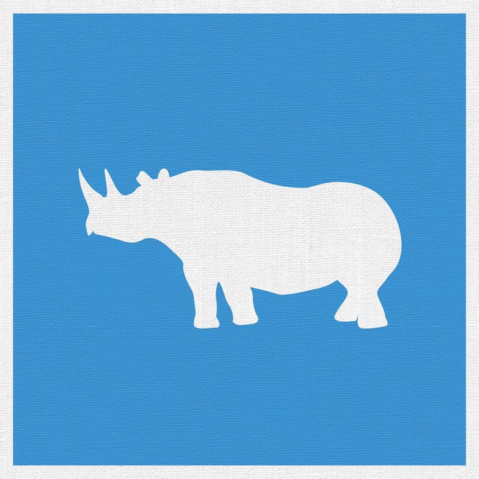 Репродукция картины на холсте Носорог на синем 