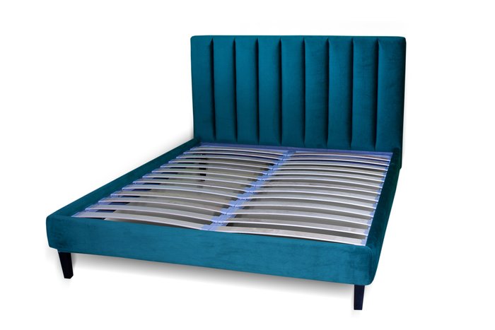 Кровать Клэр 200х200 синего цвета с ящиком для хранения  - купить Кровати для спальни по цене 91800.0