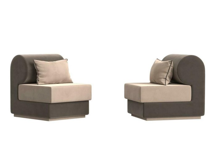 Набор из двух кресел Кипр коричнево-бежевого цвета - купить Комплекты мягкой мебели по цене 51998.0