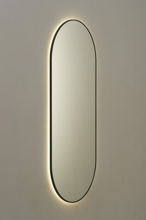 Овальное настенное зеркало Banska с подсветкой в светло-серой раме - купить Настенные зеркала по цене 17900.0