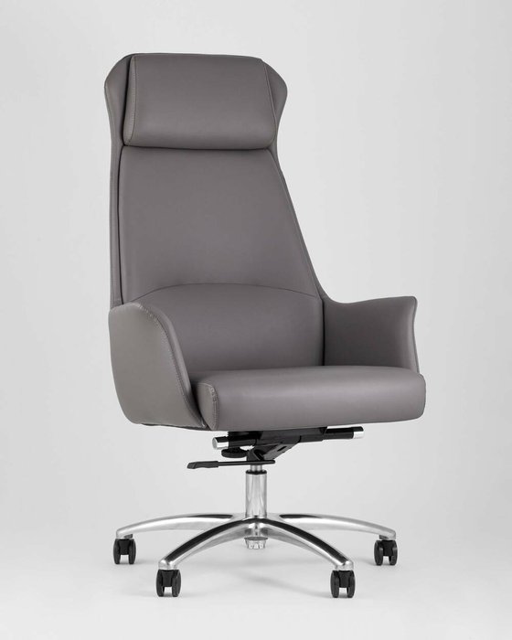 Офисное кресло Top Chairs Viking в обивке из экокожи серого цвета - купить Офисные кресла по цене 42990.0