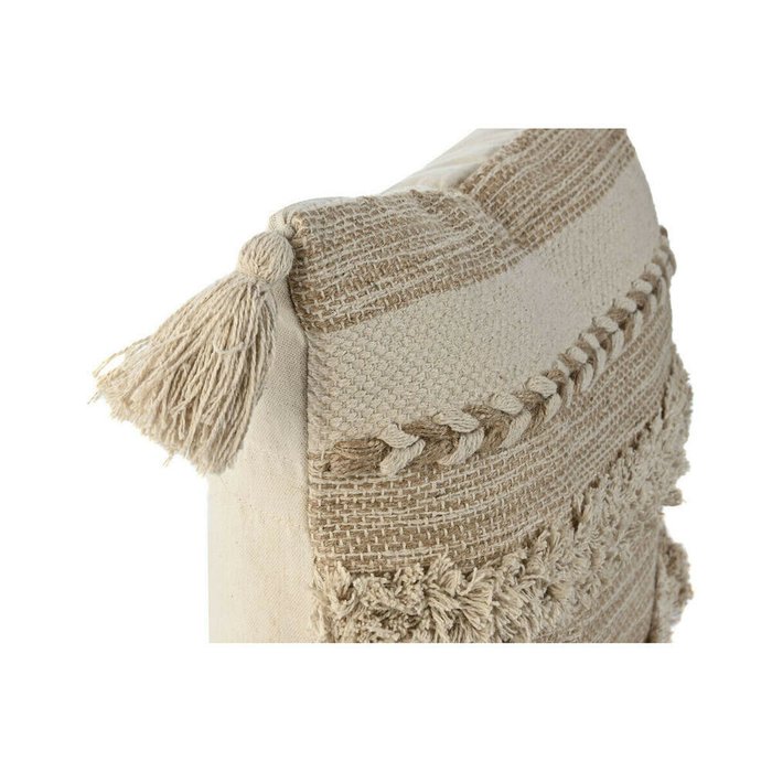 Декоративная подушка Boho 45x45 из хлопка и джута бежевого цвета - лучшие Декоративные подушки в INMYROOM