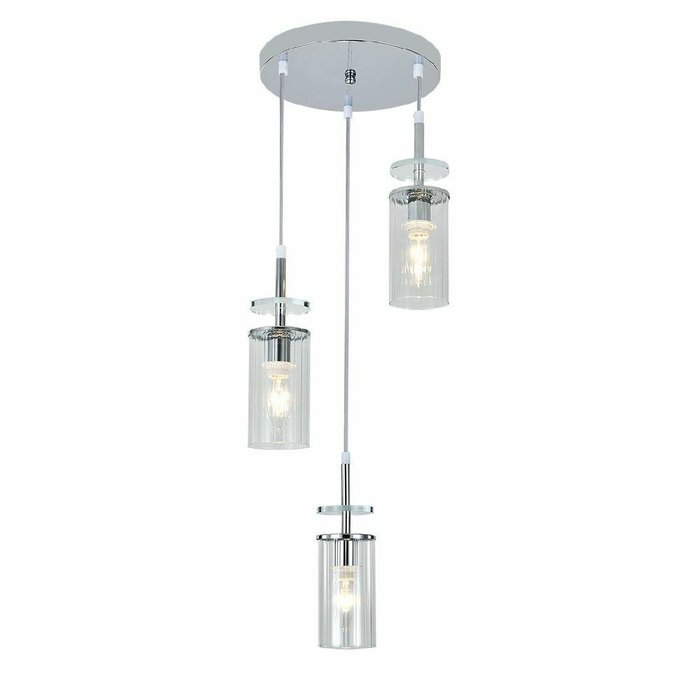 Подвесной светильник Avolto 10191/3 Chrome (стекло, цвет прозрачный) Подвесной светильник Avolto 10191/3 Chrome (стекло, цвет прозрачный)