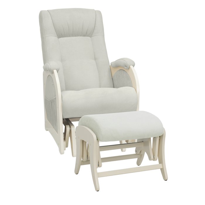 Комплект из кресла и пуфа Milli Joy с карманами светло-серого цвета