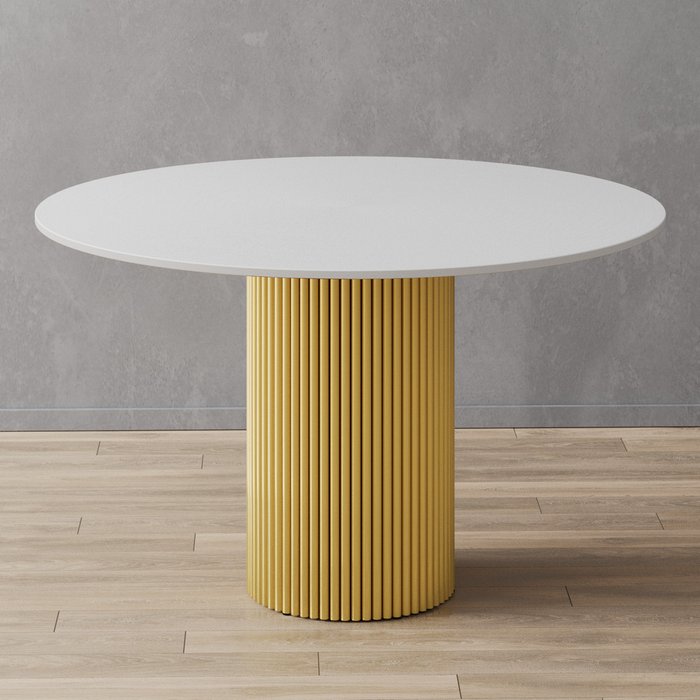 Обеденный стол Trubis Wood L 120 бело-золотого цвета - лучшие Обеденные столы в INMYROOM