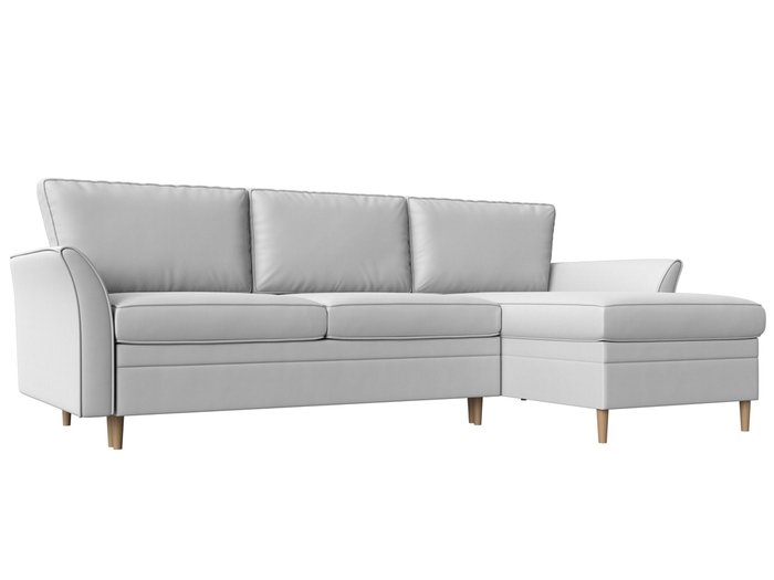 Угловой диван-кровать София белого цвета (экокожа) правый угол