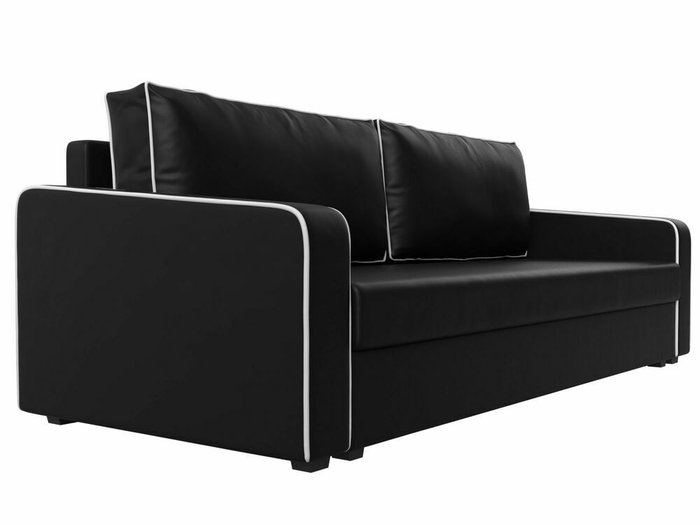 Диван-кровать Лига 009 черного цвета с бежевым кантом (экокожа) - лучшие Прямые диваны в INMYROOM