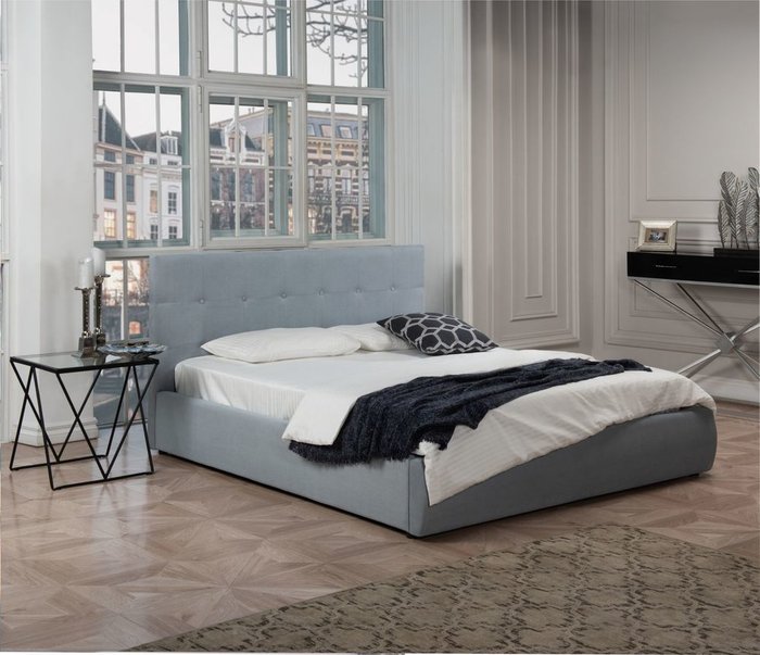 Кровать Selesta 140х200 серого цвета - купить Кровати для спальни по цене 21500.0