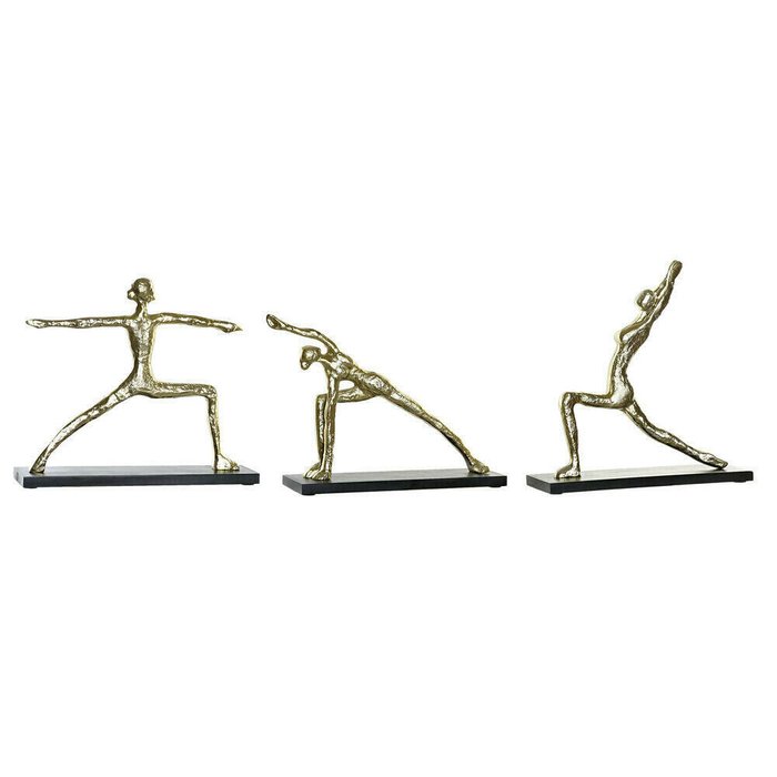 Декоративная фигура 33 x 10 x 35 cm Чёрный Позолоченный Индиец Yoga (3 штук)