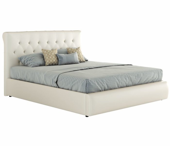 Кровать Амели 140х200 белого цвета с матрасом