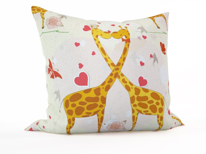 Декоративная подушка: Влюбленные жирафы