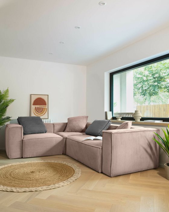 Угловой диван Blok 320х230 розового цвета - лучшие Угловые диваны в INMYROOM