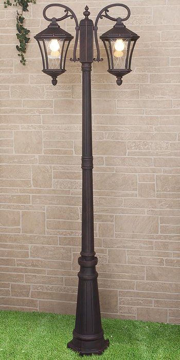 Уличный светильник на столбе Virgo темно-коричневого цвета