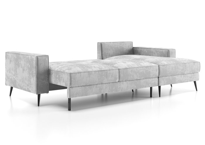 Угловой диван-кровать Мэдисон с оттоманкой серого цвета - лучшие Угловые диваны в INMYROOM
