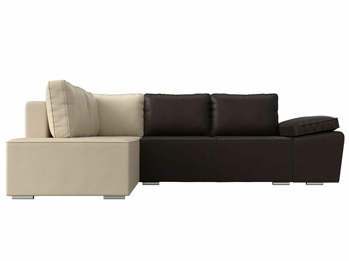 Угловой диван-кровать Хьюго бежево-коричневого цвета (экокожа) левый угол - купить Угловые диваны по цене 59999.0