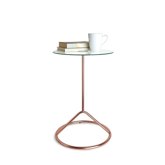 Журнальный столик Umbra "loop" с круглой стеклянной столешницей  - купить Кофейные столики по цене 3890.0