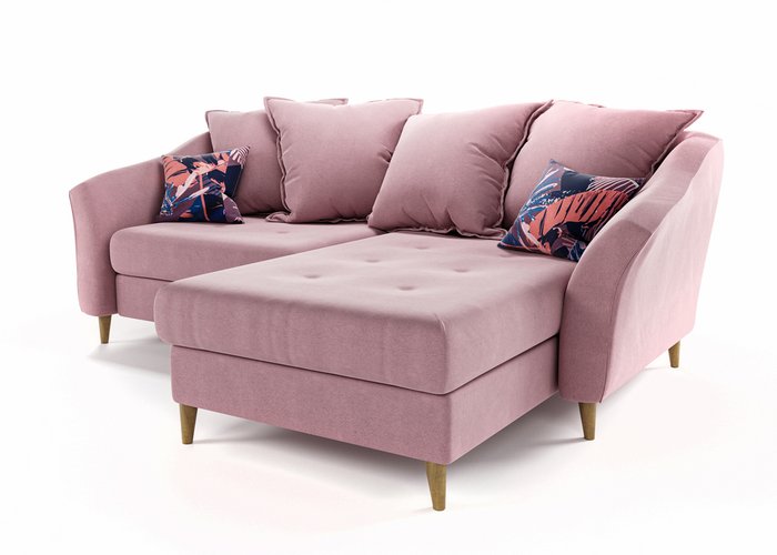 Угловой диван-кровать Никко розового цвета - купить Угловые диваны по цене 93300.0