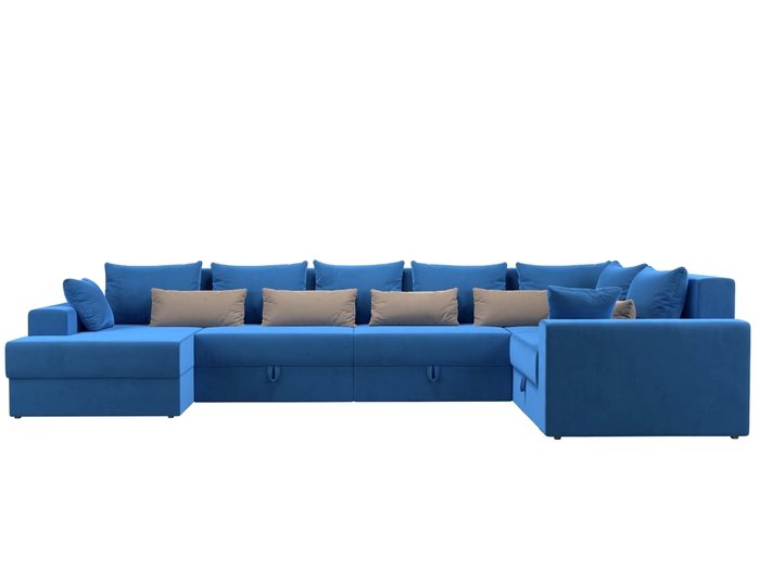 Угловой диван-кровать Мэдисон бежево-голубого цвета правый угол - купить Угловые диваны по цене 82990.0