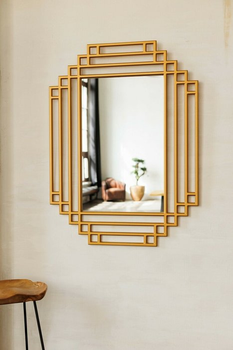 Настенное зеркало Riserva золотого цвета - лучшие Настенные зеркала в INMYROOM