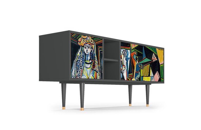 Тумба под TV T5 Women of Algiers by Pablo Picasso с корпусом графитового цвета - лучшие Тумбы для ТВ в INMYROOM Тумба под TV T5 Women of Algiers by Pablo Picasso с корпусом графитового цвета - лучшие Тумбы для ТВ в INMYROOM