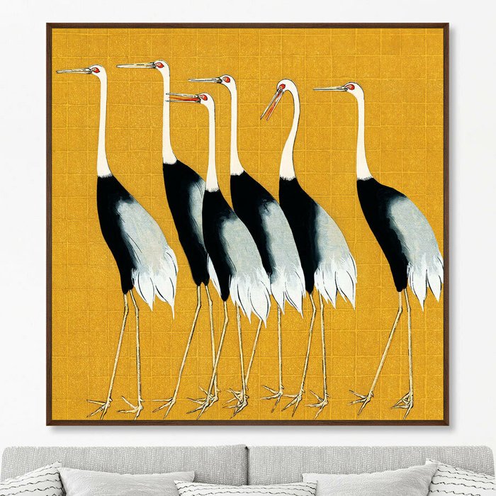 Репродукция картины на холсте A flock of beautiful Japanese red crown crane, 1699г.