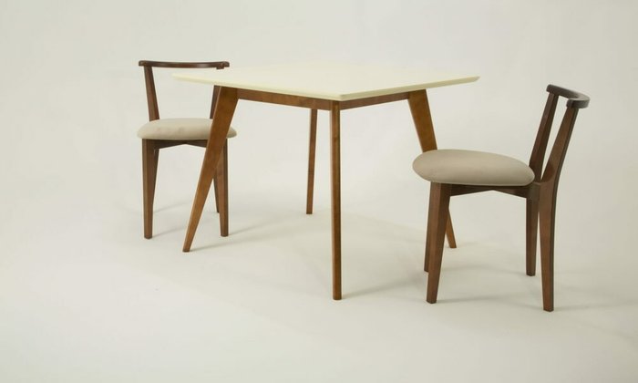 Обеденная группа Сканди 90 со стульями бежево-коричневого цвета - купить Обеденные группы по цене 32880.0