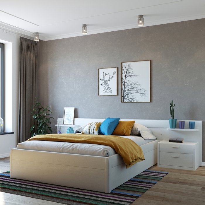 Кровать Илона 160х200 белого цвета с подъемным механизмом - лучшие Кровати для спальни в INMYROOM