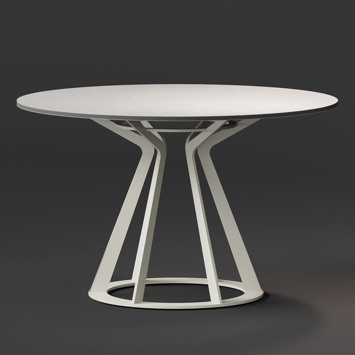 Стол обеденный Mercury цвета светлый бетон на белой опоре - купить Обеденные столы по цене 78600.0