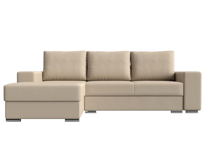 Угловой диван-кровать Дрезден бежевого цвета (экокожа) левый угол - купить Угловые диваны по цене 65999.0