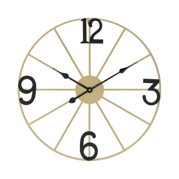 Часы настенные из металла черно-золотого цвета 