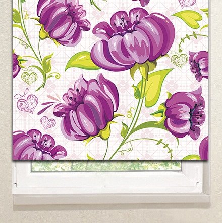 Рулонные шторы: Фиолетовые цветы