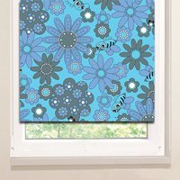 Рулонные шторы: Голубые осы и цветы