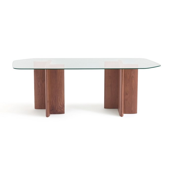 Стол обеденный из стекла орехового дерева Nella коричневого цвета - купить Обеденные столы по цене 182875.0