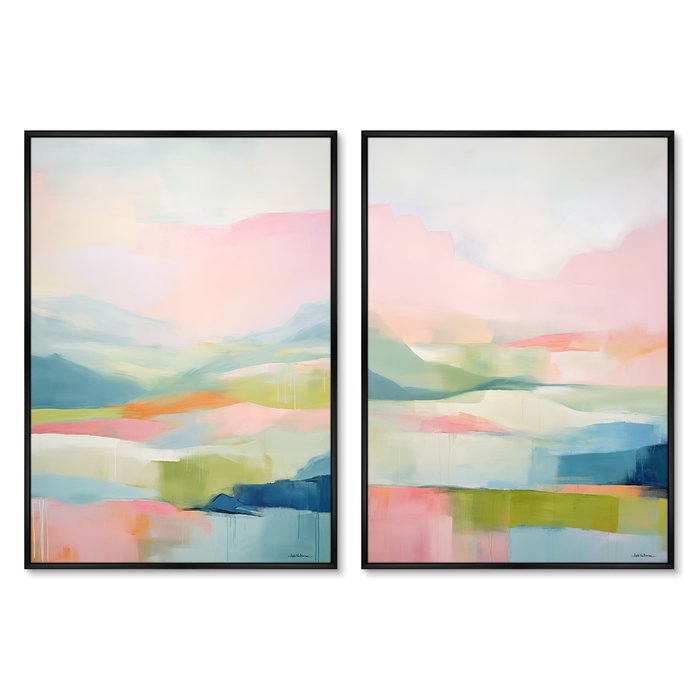Набор из двух репродукций картин Landscape collection, In pastel tone, 2024г.