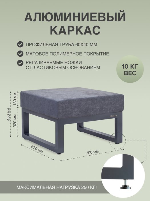 Пуф Capri темно-серого цвета - лучшие Пуфы в INMYROOM
