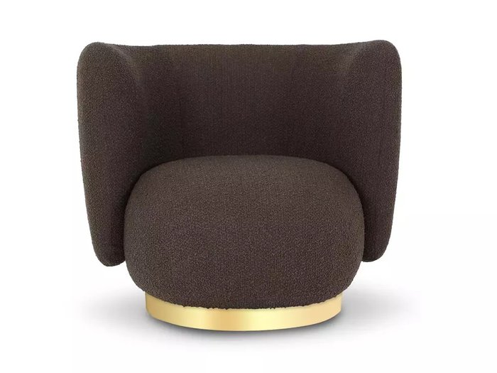 Кресло вращающееся Lucca темно-коричневого цвета с золотым основанием - купить Интерьерные кресла по цене 69660.0