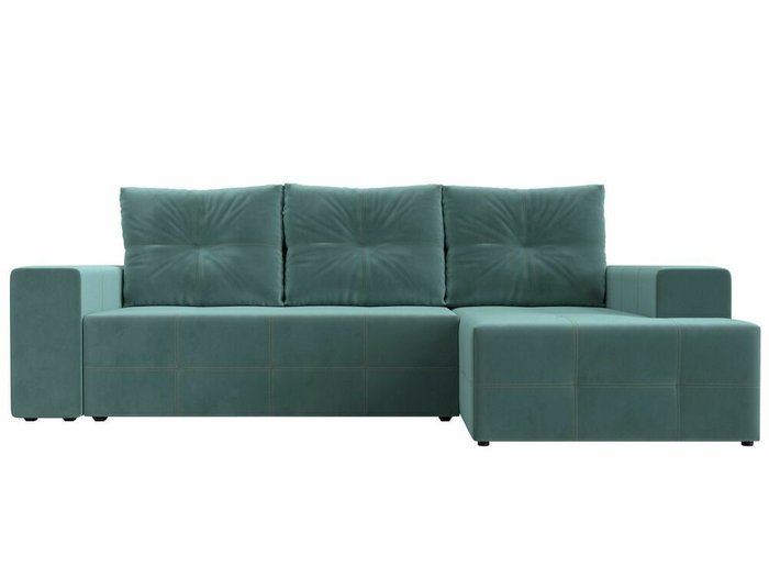 Угловой диван-кровать Перри бирюзового цвета правый угол - купить Угловые диваны по цене 62999.0