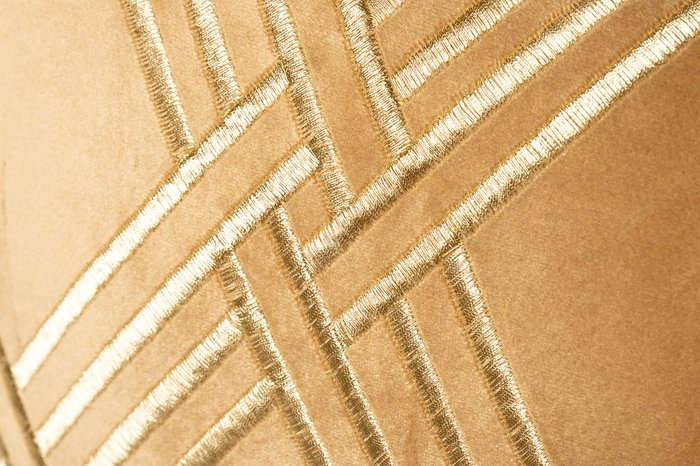 Подушка с вышивкой Ромбы золотого цвета - купить Декоративные подушки по цене 3300.0