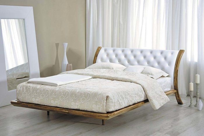 Кровать из массива дуба Mezzo белая 160x200 см