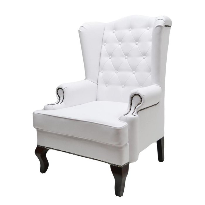 Каминное кресло с ушами из экокожи белого цвета - купить Интерьерные кресла по цене 87000.0