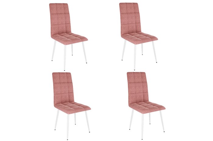 Набор из четырех стульев Турин 2 розово-коричневого цвета с белыми ножками