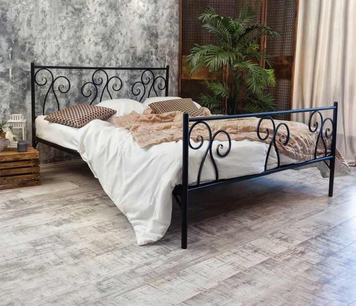 Кованая кровать Лацио 180х200 черного цвета - лучшие Кровати для спальни в INMYROOM