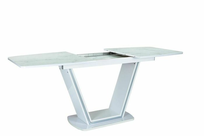 Раздвижной обеденный стол бело-серого цвета - купить Обеденные столы по цене 56525.0