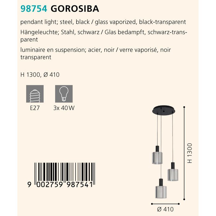 Люстра Eglo Gorosiba 98754 - купить Подвесные люстры по цене 21990.0